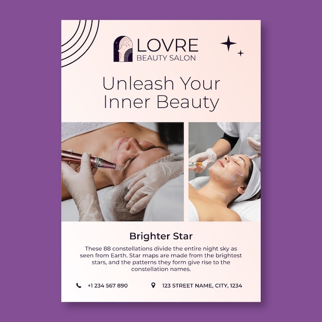 Cute aesthetic lovre beauty salon poster template