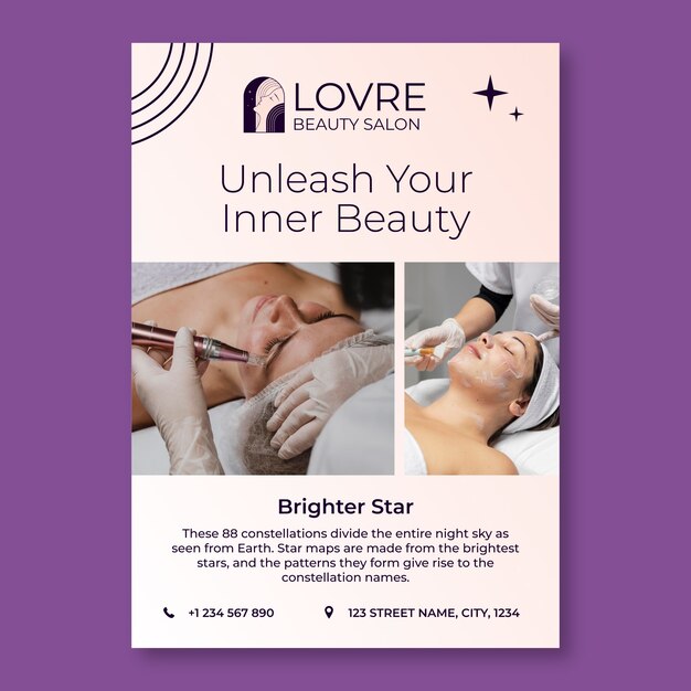 Cute aesthetic lovre beauty salon poster template