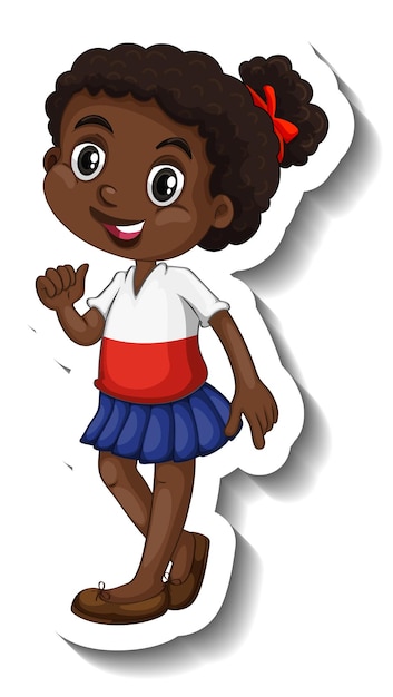 귀여운 아프리카 소녀 만화 캐릭터 스티커