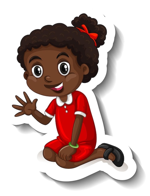 Cute African girl cartoon character sticker