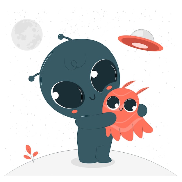 Free Vector cute alien concept illustration