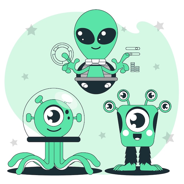 Cute alien concept illustration