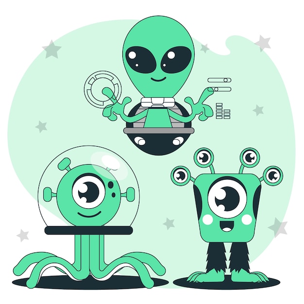 Free Vector cute alien concept illustration