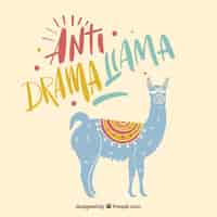 Free vector cute alpaca background with quote