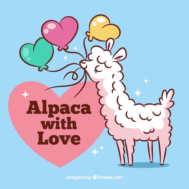 Free vector cute alpaca background with quote