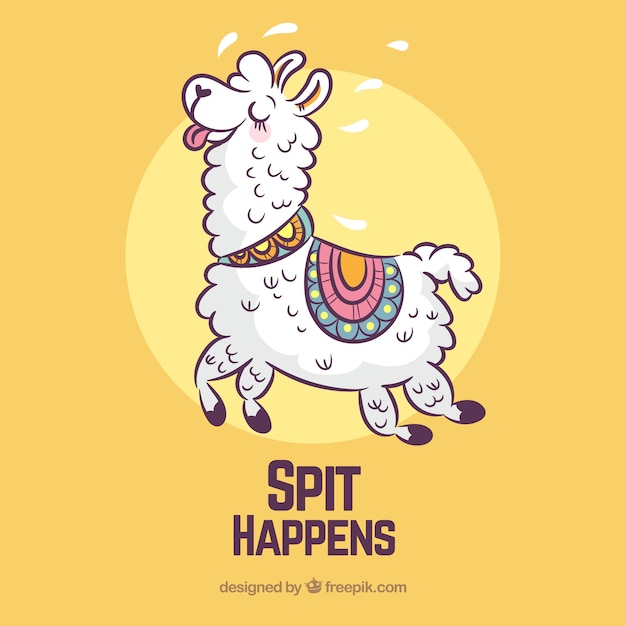 Free vector cute alpaca background with quote