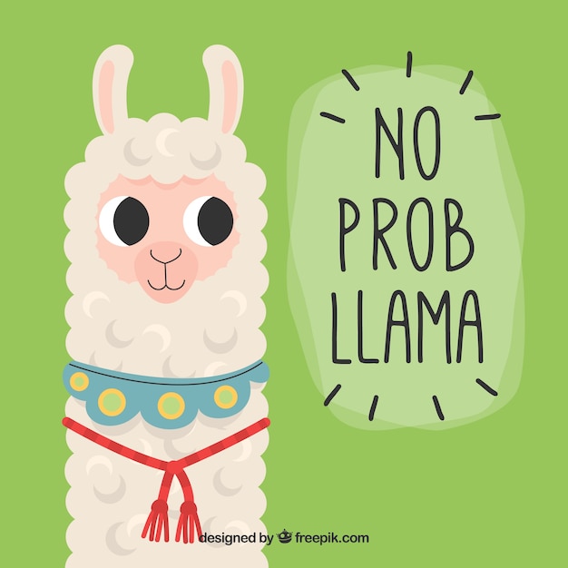 Free vector cute alpaca background with quote