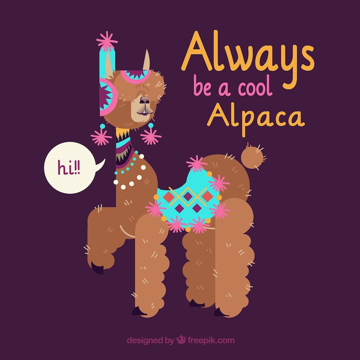 Free Vector cute alpaca background with quote