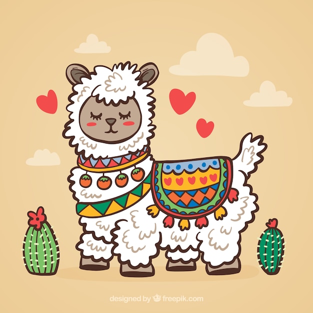 Free vector cute alpaca background