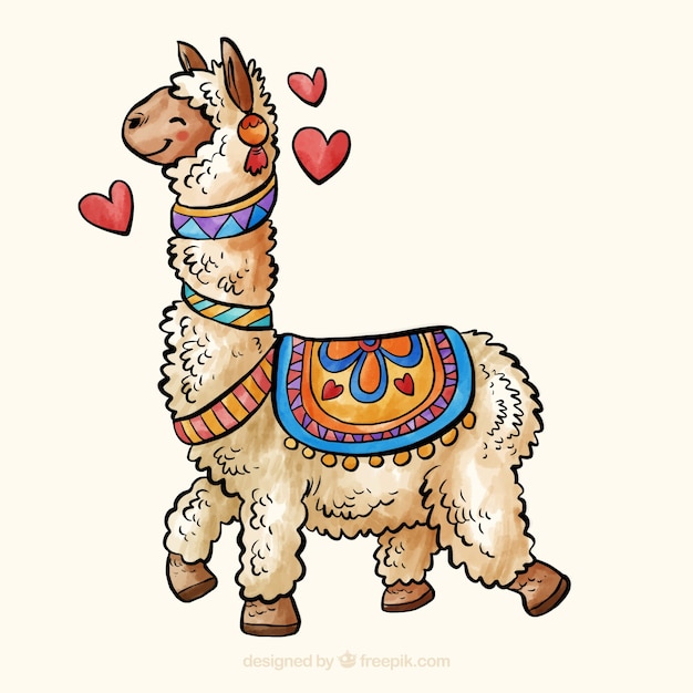 Free vector cute alpaca background