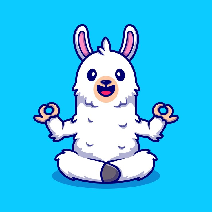 Free Vector cute alpaca doing yoga cartoon icon illustration.