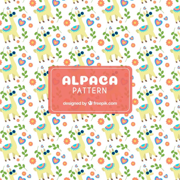 Cute alpaca pattern with elements