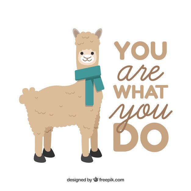 Cute alpaca with phrase