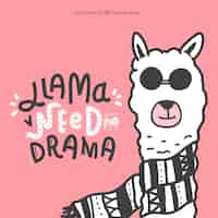 Free vector cute alpaca with quote