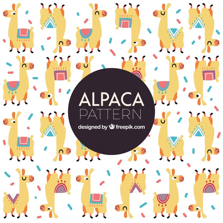 मुफ़्त वेक्टर cute alpacas pattern in hand drawn style