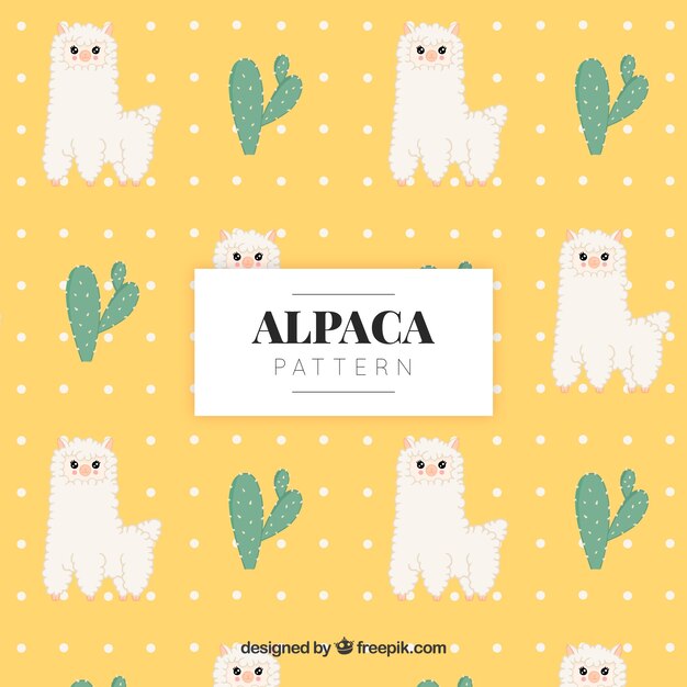 Free vector cute alpacas pattern with nature