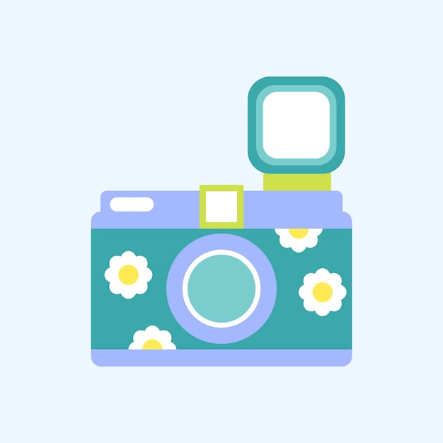 Free vector cute analog camera sticker vector