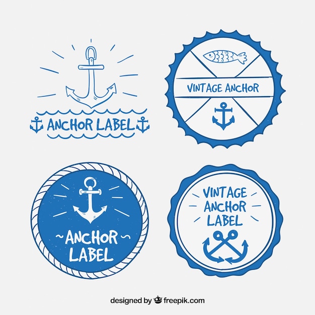 Free vector cute anchor label collection