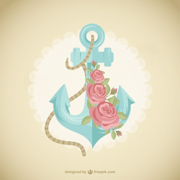 Cute anchor with flowers