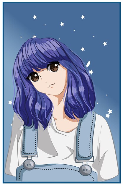 ブラウスとスカートのカジュアルな服を着て短い女の子 無料のベクター