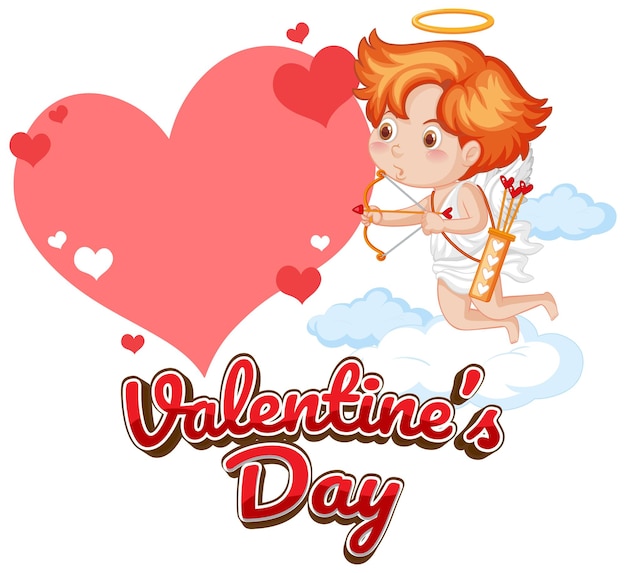 Free vector cute angel cartoon character holding heart arrow