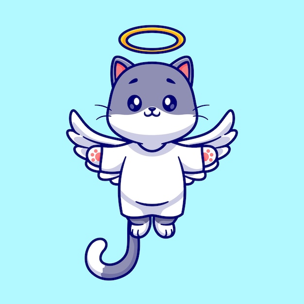 Free vector cute angel cat flying cartoon vector icon illustration. animal holiday icon concept isolated premium