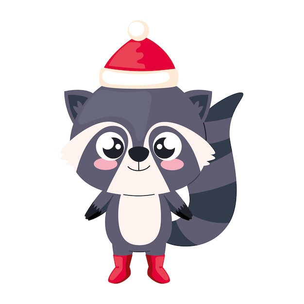 Free vector cute animal christmas raccoon