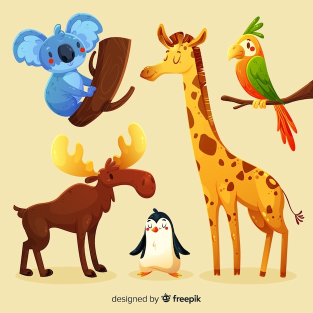 Free vector cute animal collection from different environmental