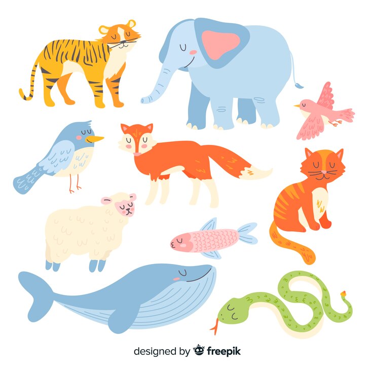 無料Vector かわいい動物コレクション手描き