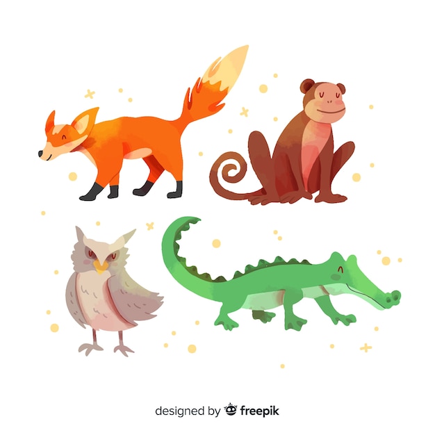 Free vector cute animal collection with alligator