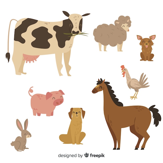 Коллекция милых животных с коровой