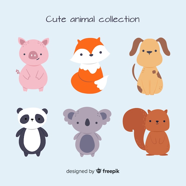 Free vector cute animal collection with panda