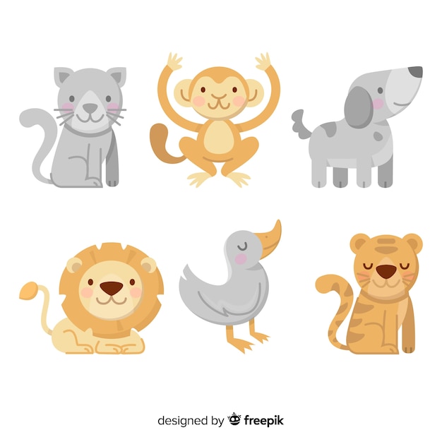 Free vector cute animal collection with wildlings