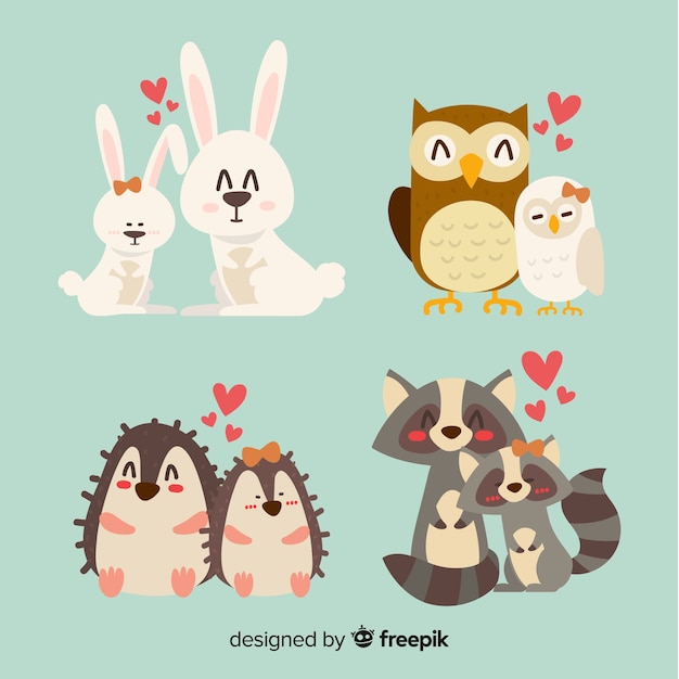 Cute animal couples collection for valentines day