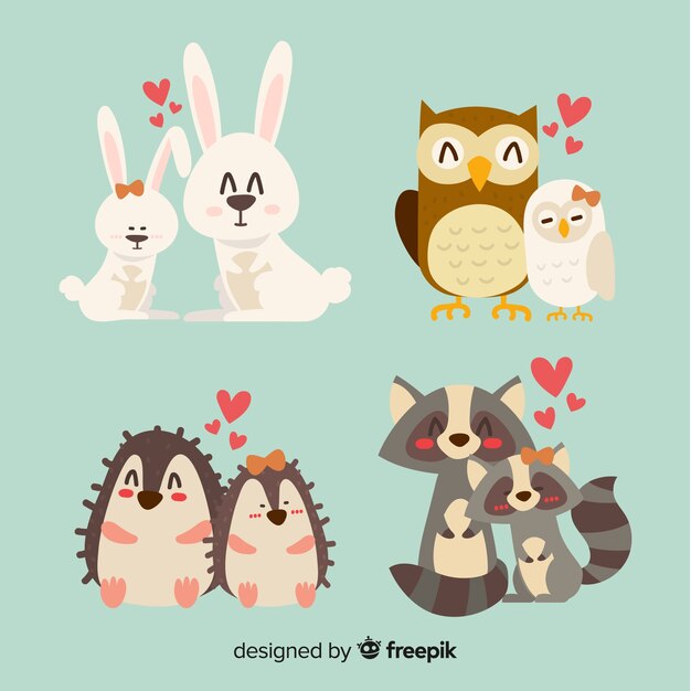 cute animal couples collection for valentines day