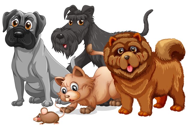 刻まれた犬種 木版画ったらスタイル ヴィンテージ種の手描きイラスト プレミアムベクター