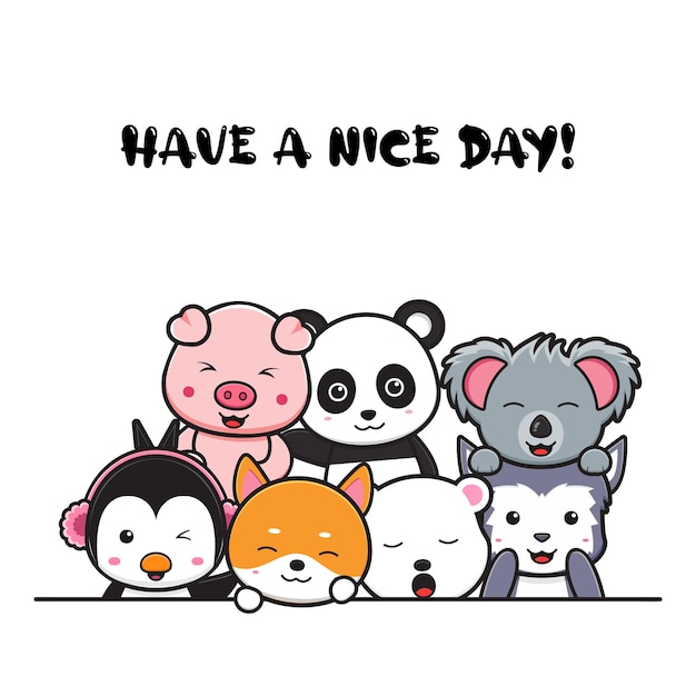 かわいい動物落書きバナー背景壁紙アイコン漫画イラストデザインフラット漫画スタイル プレミアムベクター かわいい動物落書きバナー背景壁紙アイコン漫画イラストデザインフラット漫画スタイル プレミアムベクター
