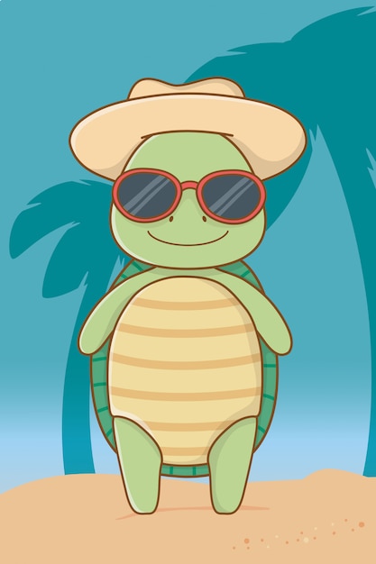 Free vector cute animal enjoying summer vacations