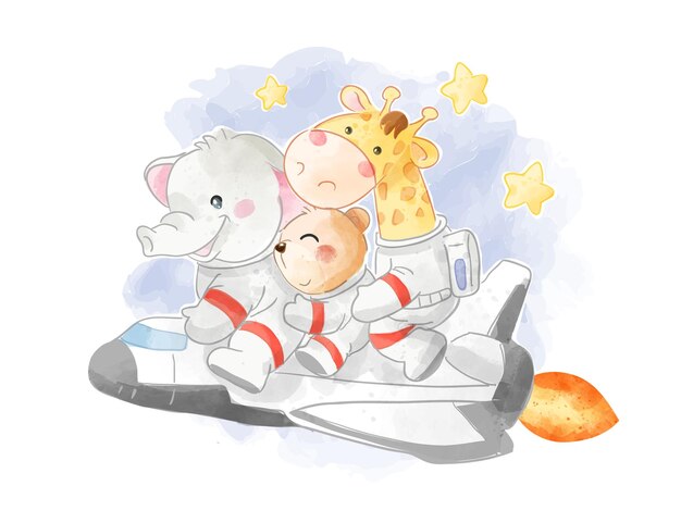 かわいい野生動物のイラストと友達の木の看板 プレミアムベクター