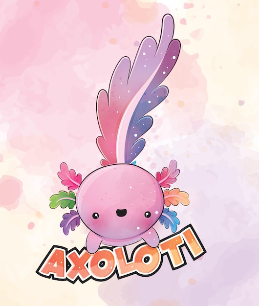 Free vector cute animal little axoloti illustrationillustration of background cute animal watercolor character