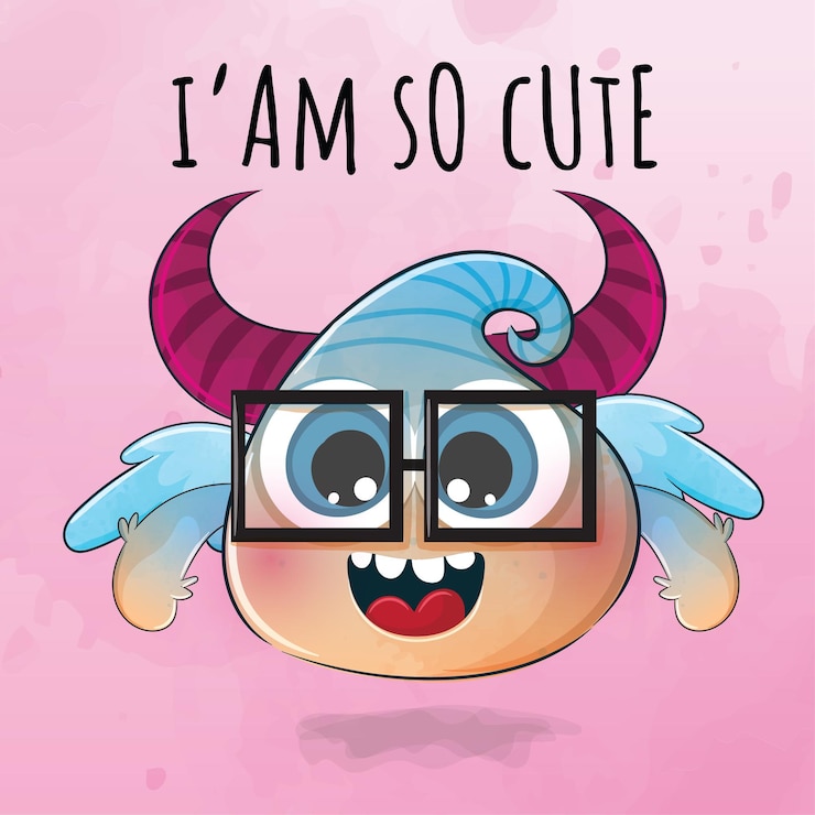 無料Vector かわいい動物の小さなモンスターのイラスト-背景のイラスト。かわいい動物の水彩画のキャラクター