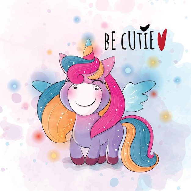 Free vector cute animal lovely unicorn illustrationillustration of background cute animal watercolor character