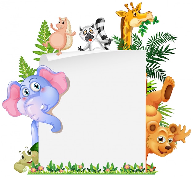Бесплатное векторное изображение Симпатичный бумажный шаблон для животных