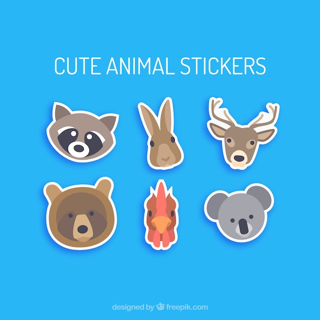 Free vector cute animal portrait stickers