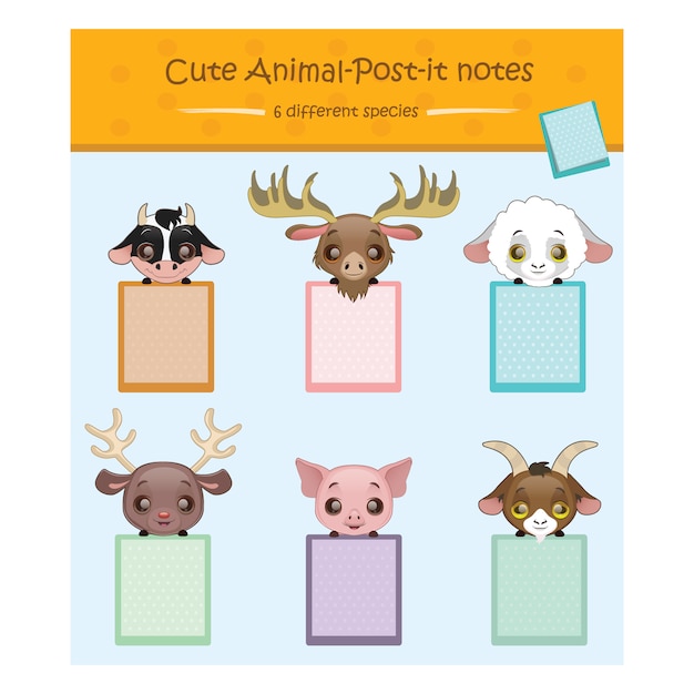 Cute animal post-it notes