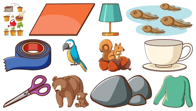 Бесплатное векторное изображение Милые животные и другие объекты
