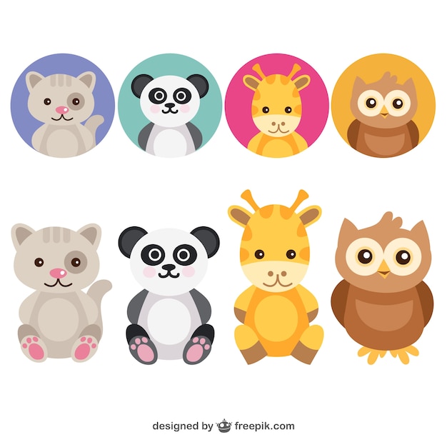 Simpatici animali avatar set