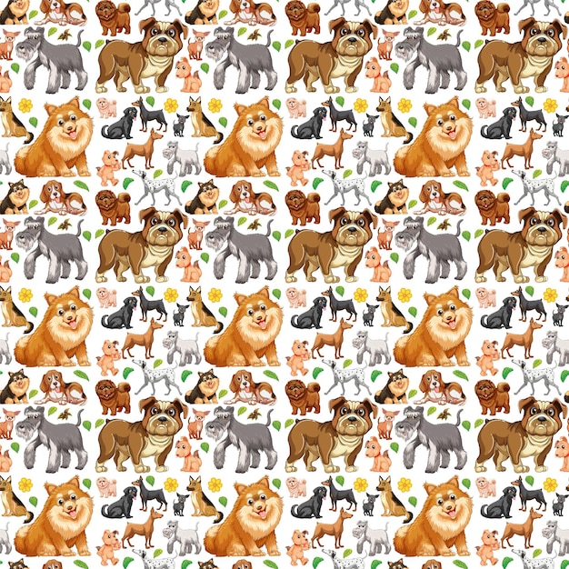 Cute animals cartoon seamless background