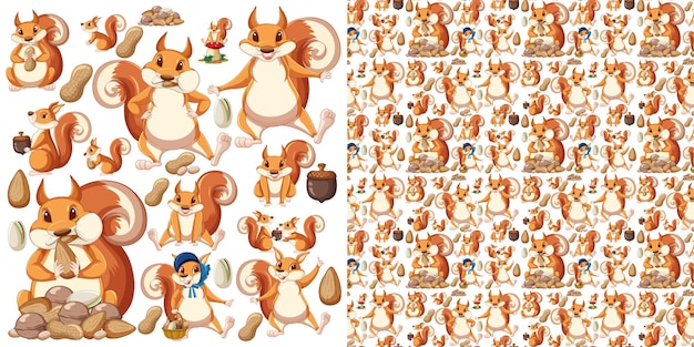 Free vector cute animals cartoon seamless background