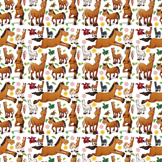 Free vector cute animals cartoon seamless background